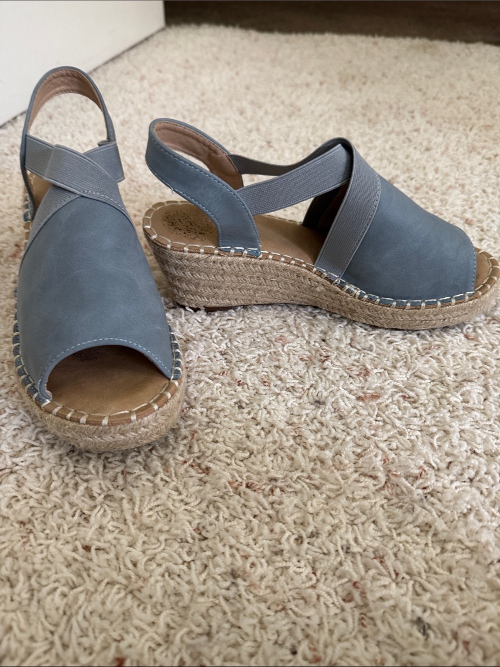 Women's Blue Espadrille Wedge Sandals